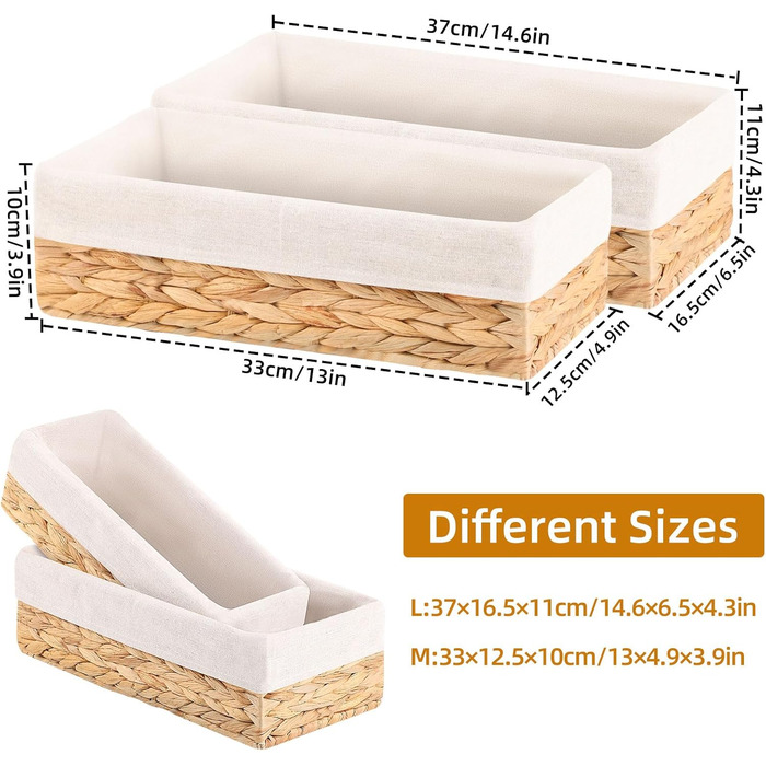 Плетений кошик для зберігання OUTBROS, кошик-органайзер для полиць, кошики для зберігання туалетного паперу, декоративна коробка з підкладкою, 2 шт., водяний гіацинт