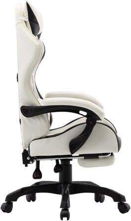 Геймерське крісло з підставкою для ніг, геймерське крісло, офісне крісло, стілець для столу, комп&39ютерне крісло, чорно-біла штучна шкіра - 287995