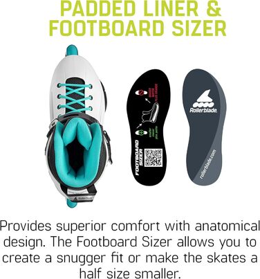 Жіночі міські роликові ковзани Rollerblade Lightning, білий та Aqua White/Aqua 8