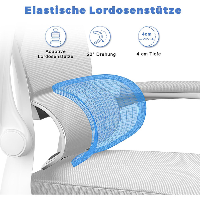 Офісний стілець naspaluro, ергономічний стілець для роботи з регульованим підголівником, підлокітниками, динамічною поперековою підтримкою, обертовий стілець з дихаючою сітчастою оббивкою для домашнього офісу, сірий