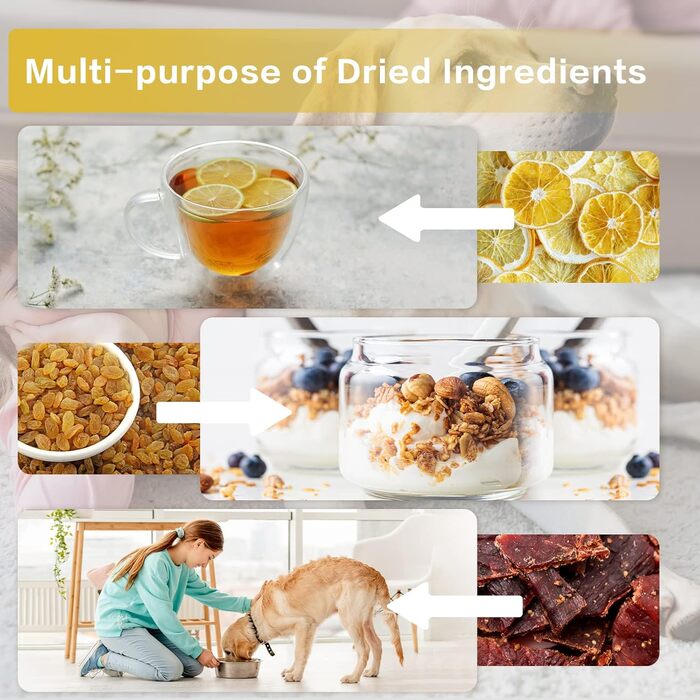 Дегідратор Skyehomo з нержавіючої сталі, дегідратор 650 Вт 0,8 м дегідратор з регулятором температури (35-80 C), таймер на 24 години, 8 рівнів сушильної машини з решіткою з нержавіючої сталі, дегідратор їжі для м'яса, фруктів, овочів, трав