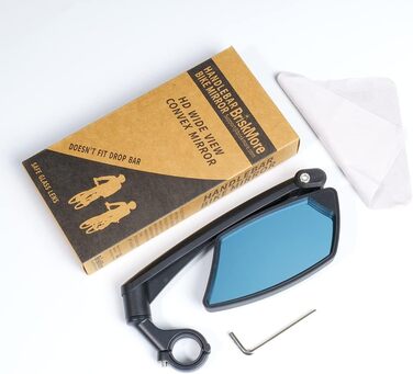 Велосипедне дзеркало BriskMore на кермі, стійке до подряпин скляне дзеркало, регульоване та поворотне безпечне велосипедне дзеркало заднього виду F Синя лінза для правого боку