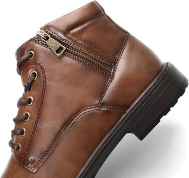 Чоловічі чоботи KNBR Класичні ботильйони зі шнурівкою та блискавкою для бізнесу, ділових поїздок коричневі 43 EU