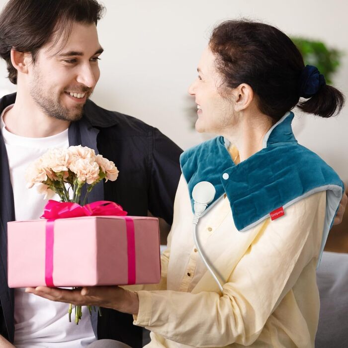 Повністю зважений грілка для шиї та плечей Comfytemp з 9 налаштуваннями нагріву, автоматичне вимкнення 0,5-9 год, грілка для шиї 1 кг, грілка для плечей, електрична грілка, подарунки для мам, жінок, мами, тата, синій, 53x48 см