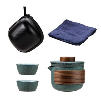 Набір для чаювання Кунг-Фу Operitacx керамічний чайник та 2 чашки. Портативний посуд для дому та подарунку. Безпечний та елегантний дизайн.