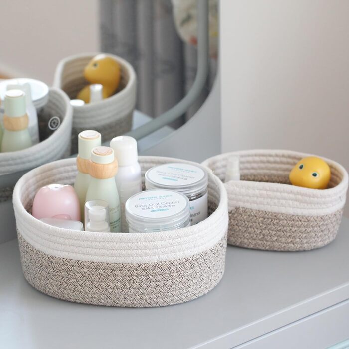 Набір коробок для зберігання з 4 шт. , кошик для в&39язання з бавовняної мотузки, кошики, коробка для зберігання, подарунковий кошик, порожній кошик для зберігання, кошик для зберігання, для ванної кімнати, ванни, пеленального столика, кошик для іграшок-о