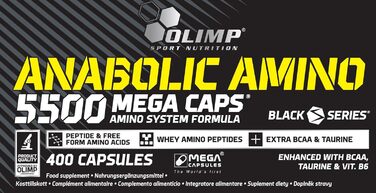 Високоякісна харчова добавка Olimp Nutrition BCAA 5500 Mega Caps з великою кількістю найважливіших амінокислот та білків, 400 капсул