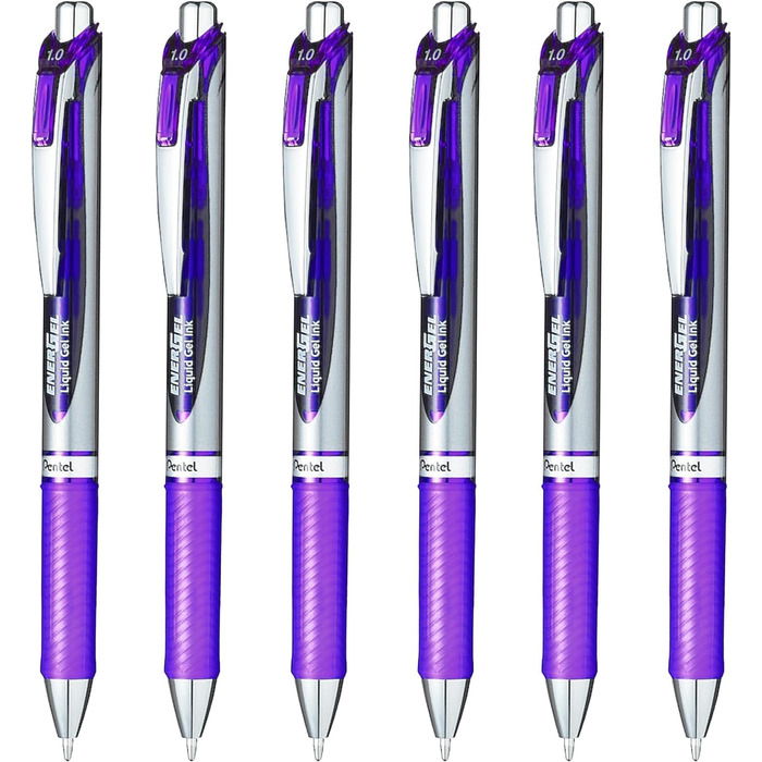 Гелева ручка Pentel EnerGel BL80, висувна, 1,0 мм, 54 перероблена, 9 шт. , фіолетове чорнило