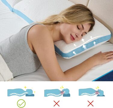 Подушка 40x80 см (2 шт.), Регульована по висоті подушка для сну, Подушка з піни з ефектом пам&39яті, Пральна подушка для ліжка, Постільна подушка з регульованим наповнювачем, на блискавці 2 40 x 80 см