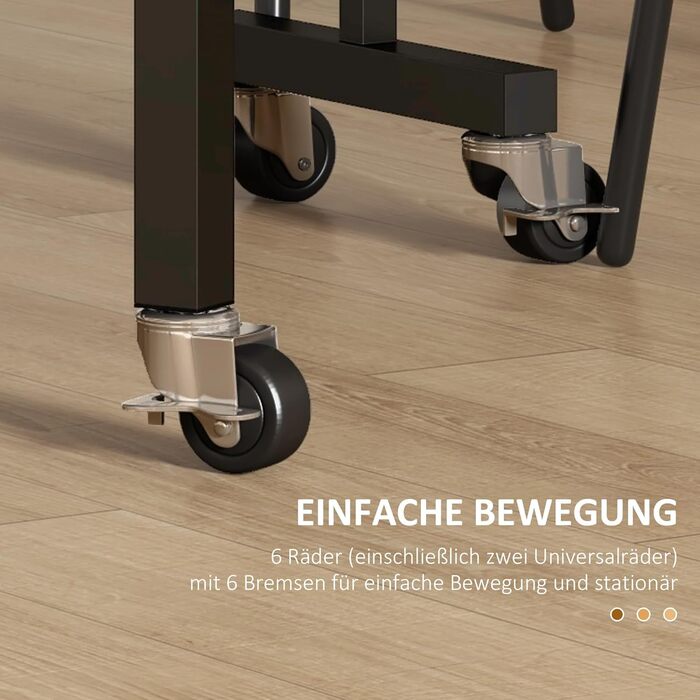 Розкладний обідній стіл, Кухонний стіл для 4-6 осіб з колесами, Сталеві ніжки, Мобільний розкладний обідній стіл для невеликих приміщень, Їдальня, Кухня, 120 x 80 x 73 см, Сірий