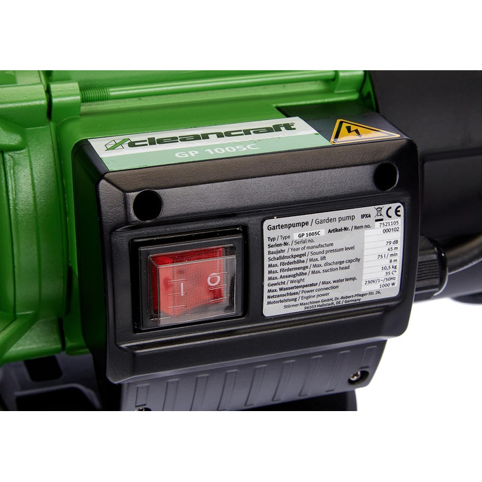 Насос для чистої води Gartenpumpe GP 1005C (напір 46 м, продуктивність 76 л/хв, діаметр входу/виходу 25 мм, потужність двигуна 1,1 кВт) 7521105