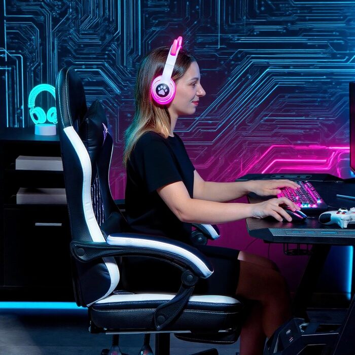 Ігрове крісло HOMCOM, ергономічне ігрове крісло з поперековою опорою, підставкою для ніг, регульоване по висоті ігрове крісло з підголівником, функція відкидання, офісне крісло з візерунком ромбоподібної прострочки, штучна шкіра, зелений колір