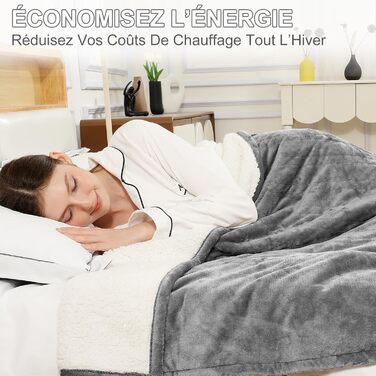 Електрична ковдра з автоматичним вимкненням, 130x180 см Фланель, 6 режимів нагріву та 10-годинний таймер вимкнення, захист від перегріву, можна прати в пральній машині, сіра, 130 x 180 см