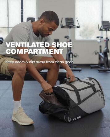 Великий спортивний рюкзак Tolaccea 47L з відділенням для взуття, відділенням для вологи, щотижневою дорожньою сумкою, спортивною сумкою, сумкою для фітнесу та тренувань для чоловіків та жінок, для тренажерного залу, подорожей, плавання, сауни, футболу (сі