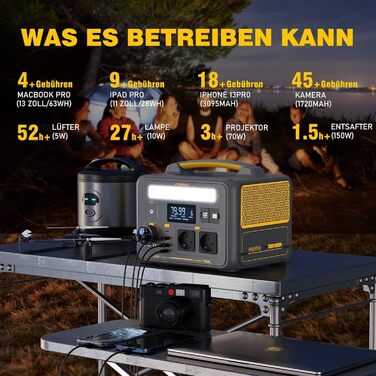 Портативна електростанція VTOMAN Jump 600X 600 Вт - сонячний генератор 299 Втгод на акумуляторах LiFePO4 з двома акумуляторами по 600 Вт (пікова потужність 1200 Вт), можливістю розширення для кемпінгу, автофургонів, екстреного використання DE-Jump600X-1