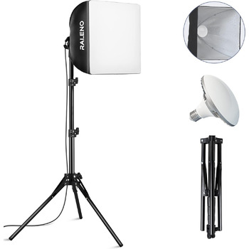Набір фотоламп RALENO Softbox, 40 x 40 см, світлодіодне студійне світло для фотографії зі світлодіодними лампами 50 Вт 5500K, 97 CRI Light Box PS075-Grey