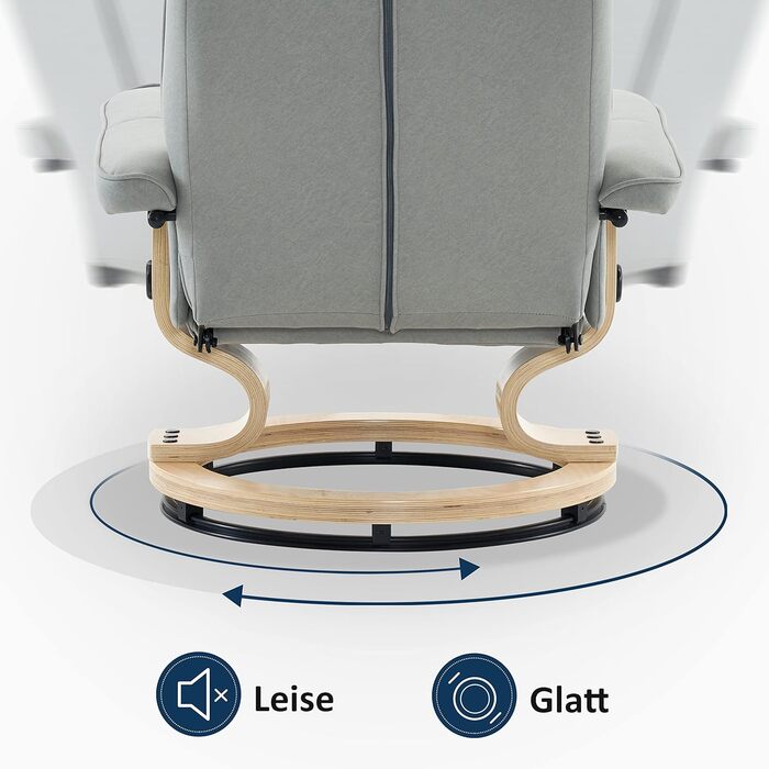 Крісло M MCombo Relax з підніжкою, крісло для телевізора з поворотом на 360 та функцією відкидання, крісло для телевізора вантажопідйомністю до 120 кг, сучасне крісло для вітальні, мікрофібра, 9019 (світло-сіра мікрофібра) Світло-сіра мікрофібра