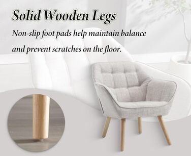 Крісло Chairus з м&39якою тканиною, лляне, одномісне, диванне, крісло для вітальні, сучасне крісло з дерев&39яними ніжками (бежевий-1) 80*73*79 см () бежевий-1