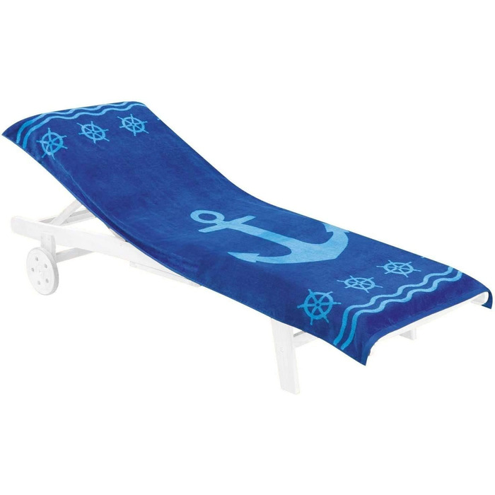 Махровий чохол для садового лежака anchor blue XXL, чохол на шезлонг, чохол на лежак з 100 бавовни, 83х200 см