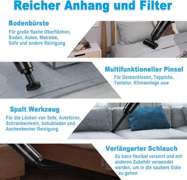 Ручний пилосос, 2-ступінчасте всмоктування 18000/15000Па ручний пилосос акумуляторний безмішковий пилосос Переможець тесту мокрого