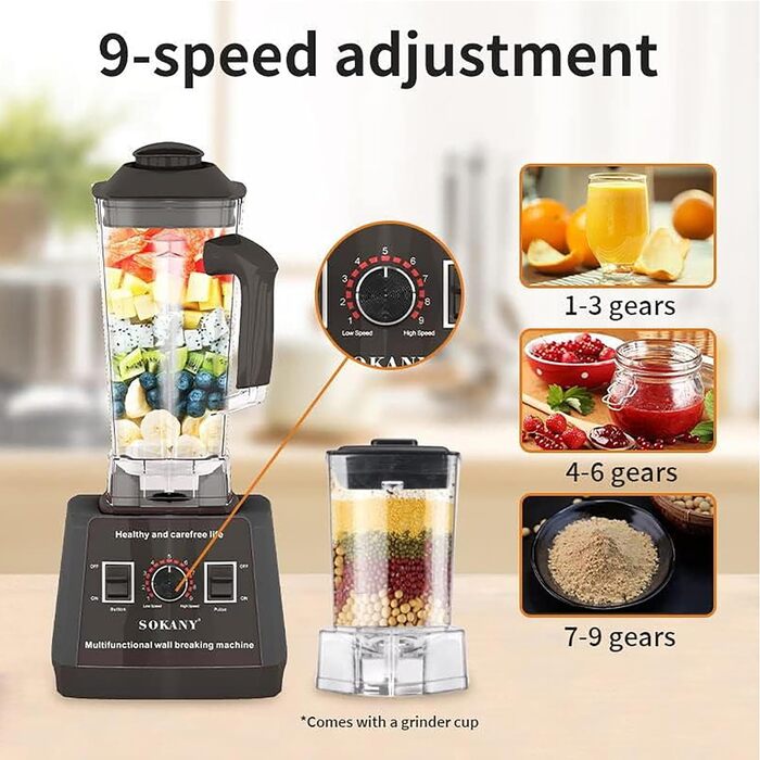 666 5000W Hochleistungsmixer, 9 Geschwindigkeitsstufe, 2-in-12,5L Standmixer und Smoothie Maker & Kaffeemhle, Selbstreinigungsfunktion, Ohne BPA (SK-666, 5000W) SK-666, 666 5000W Hochleistungsmixer, 9 Geschwindigkeitsstufe, 2-in-12,5L Standmixer und Smoot