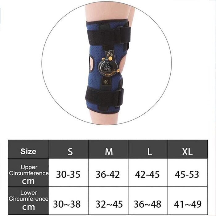 Регульований наколінник з шарніром ROM, наколінник для колінного суглоба ACL, артритного коліна, захист під час спортивного відновлення (Колір Чорний) Чорний S, XL, L, M