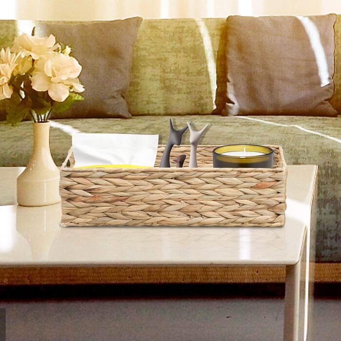 Плетений кошик для зберігання OUTBROS, набір з 2 шт. , плетені кошики з ротанга, декоративна скринька для зберігання, кошики-органайзери для полиць, кошики для зберігання, кошики для полиць, водяний гіацинт