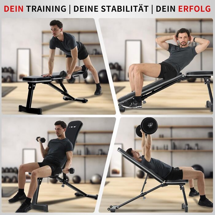 Збільшена складна багатофункціональна лава для силових тренувань ISE з 6-позиційною регульованою спинкою, жим лежачи, тренувальна лава для всього тіла, домашня фітнес-лава SY-5021