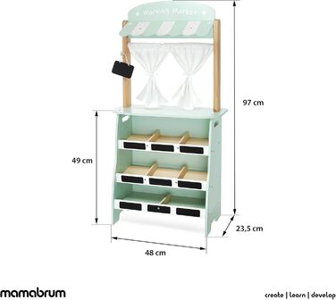 Магазин мамабрум, ринкова ятка, продуктова крамниця, ігровий набір, ринкова ятка, велика дерев'яна крамниця, торговельна ятка та 2-в-1 театр з вагами, платіжний термінал, овочі та фрукти