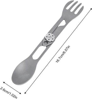Обертова ложка-виделка з титану, титановий сплав, 16,7 см, складна, 2-в-1 ложка-виделка, легкий кемпінговий посуд, компактний, для активного відпочинку, пікніка, походів, барбекю, спорядження для виживання