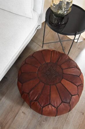 Пуфи та подушки Марокканський пуф з натуральної шкіри - Ручна робота - Доставка з наповнювачем - Оттоманка, Крісло-мішок, Пуф для ніг, Пуф (Корічно-коричневий)
