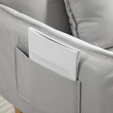 Крісло HOMCOM 2-в-1, м&39яке крісло з регульованою спинкою, м&39яке одномісне крісло з подушкою, крісло-шезлонг на дерев&39яних ніжках для вітальні, тканина з мікрофібри, світло-сірий колір