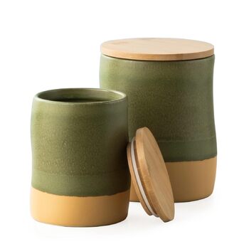 Герметичні контейнери для зберігання Besmeety з кришками, керамічні банки для зберігання, контейнери для зберігання продуктів, кухонне сховище, коробки для зберігання, зелено-жовті (1200 мл x 700 мл)