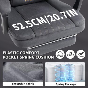 Ігрове крісло Fizzin, ергономічне ігрове крісло з висувною підставкою для ніг, регульованим підголівником, поперековою опорою