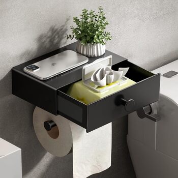 Тримач для туалетного рулону Без свердління, тримач для туалетного рулону З ящиком для вологих серветок Тримач для туалетного руло