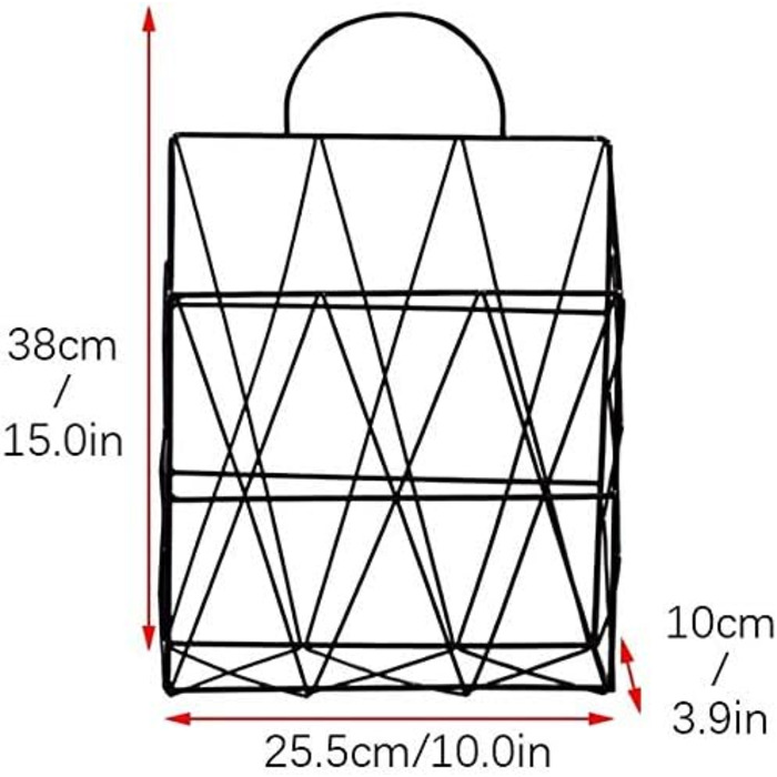Металевий тримач для журналів настінний дверний висячий газетний стелаж стелаж для журналів стіл книжкова полиця для ванної кухні офісу (37.5x25x10см) (чорний)