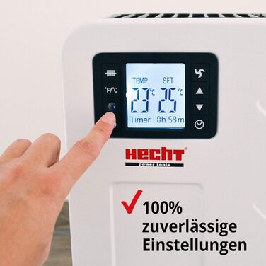 Електричний обігрівач Hecht (нова версія) - Обігрівач для швидкого та затишного тепла - Енергозберігаючий - З 3 рівнями потужності