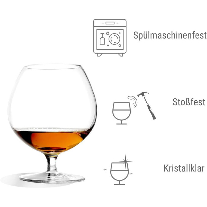 Келихи для коньяку Stlzle Lausitz I 585 мл I набір з 6 коньячних келихів I можна мити в посудомийній машині I тонке безсвинцеве кр