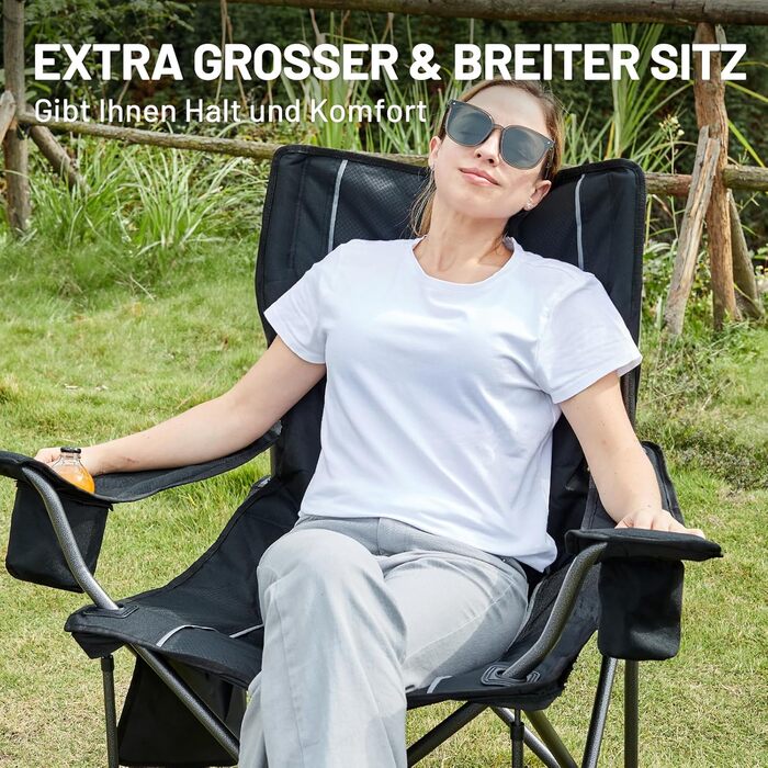 Складаний кемпінговий стілець TIMBER RIDGE, 2 шт., вантажопідйомність 200 кг, великий, ширина сидіння 63 см, зручний м&39який складний стілець з ізольованою сумкою-холодильником, кемпінговий стілець, складний стілець, садовий стілець, стілець для риболовл