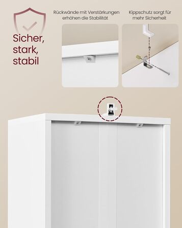 Колекція Custos - Книжкова полиця, висока 6-ярусна, окремостояча полиця з дверцятами, відкрита полиця для зберігання, 24 x 31,8 x 175 см, для вітальні, домашнього офісу, їдальні, хмарно-білий LBC401W01 31,8B см хмарно-білий