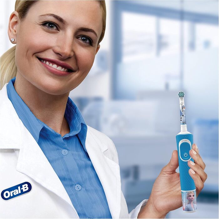 Електрична зубна щітка Oral-B Kids Braun, 1 ручка Disney Frozen Handle (1 або 2), від 3 років, синя, (1 уп.)