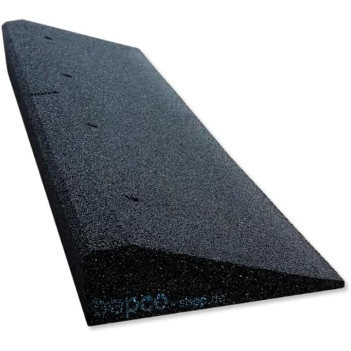 Бордюрний пандус Bepco, 100 × 25 × 10 см — гумовий заїжджий поріг із вбудованими шайбами для кріплення (чорний)