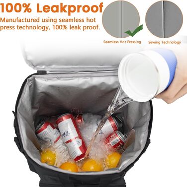 Ізольований рюкзак-холодильник HP Hope 43L, сумка для пікніка, коробка для обігріву, коробка-холодильник, великий рюкзак для чоловіків та жінок, для кемпінгу, пляжу, подорожей на природі, сім&39ї, пікніка, барбекю, чорний