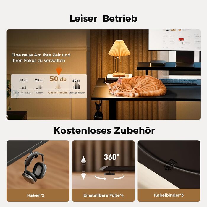 Електрично регульований по висоті стіл Agilestic, 100 x 60 см з рухомою підставкою для монітора, стіл для роботи стоячи з 2 кнопками пам&39яті, 2-секційна стільниця, стіл для домашнього офісу, чорний 100 x 60 см