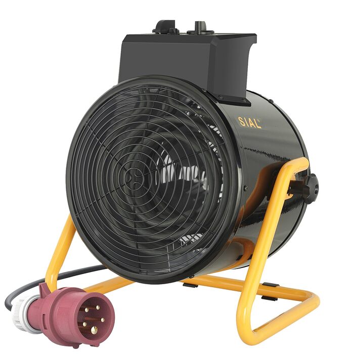Промисловий вентилятор-обігрівач SIAL 9000 Вт, 400 В - Електричний обігрівач - Радіаційний обігрівач, Будівельний обігрівач - Вентиляторний обігрівач для гаражів, майстерень, будівельних майданчиків - D9 - Чорний 9 кВт Чорний