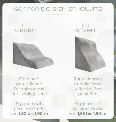 Ергономічна подушка для читання WELL B4 для ліжка та дивана зручна подушка для спини з піною з ефектом пам&39яті може використовуватися як рефлюксна подушка, клиноподібна подушка для ліжка, подушка для спинки ліжка для сидіння та лежання, сіра широка