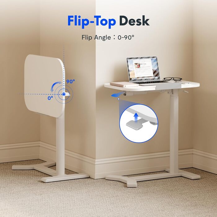 Приставний столик FLEXISPOT H5 - Гнучкий столик для ноутбука та ліжка з похилою стільницею, регульований по висоті та мобільний, ідеально підходить для дивана, ліжка та читання (білий) 60 x 40 см Білий біла рама (інструкція)