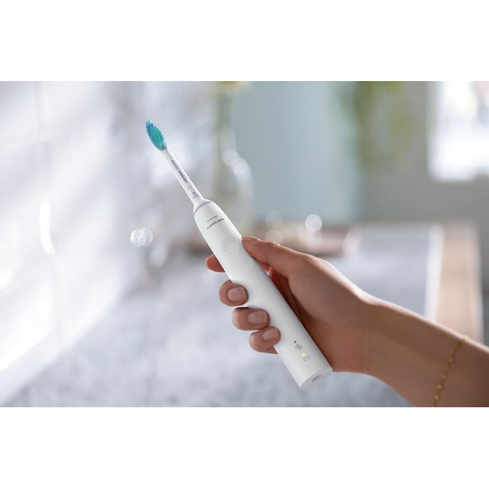 Електрична зубна щітка Philips Sonicare Sonic серії 3100 із вбудованим датчиком тиску, SmarTimer і QuadPacer, HX3673/13 біла