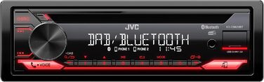 Автомагнітола JVC KD-DB622BT CD з системою гучного зв'язку DAB і Bluetooth (звуковий процесор, USB, AUX-вхід, Spotify Control, 4 x 50 Вт, підсвічування червоної клавіші, без антени) Одинарний