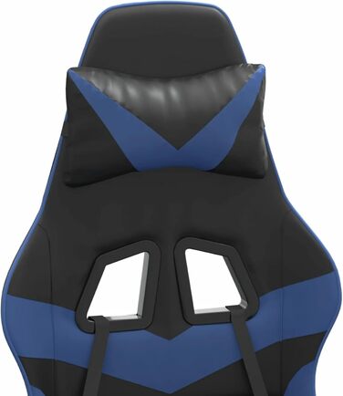 Ігрове крісло, обертове крісло з підставкою для ніг, чорно-синя штучна шкіра, офісне крісло, декоративне офісне крісло для вітальні, офісу, спальні, чорно-синє.